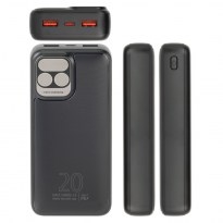 VA2521 (20000 mAh), black EU, QC/PD 20W portable battery with LCD