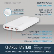 VA2530 (10000mAh) QC/PD portable rechargeable battery