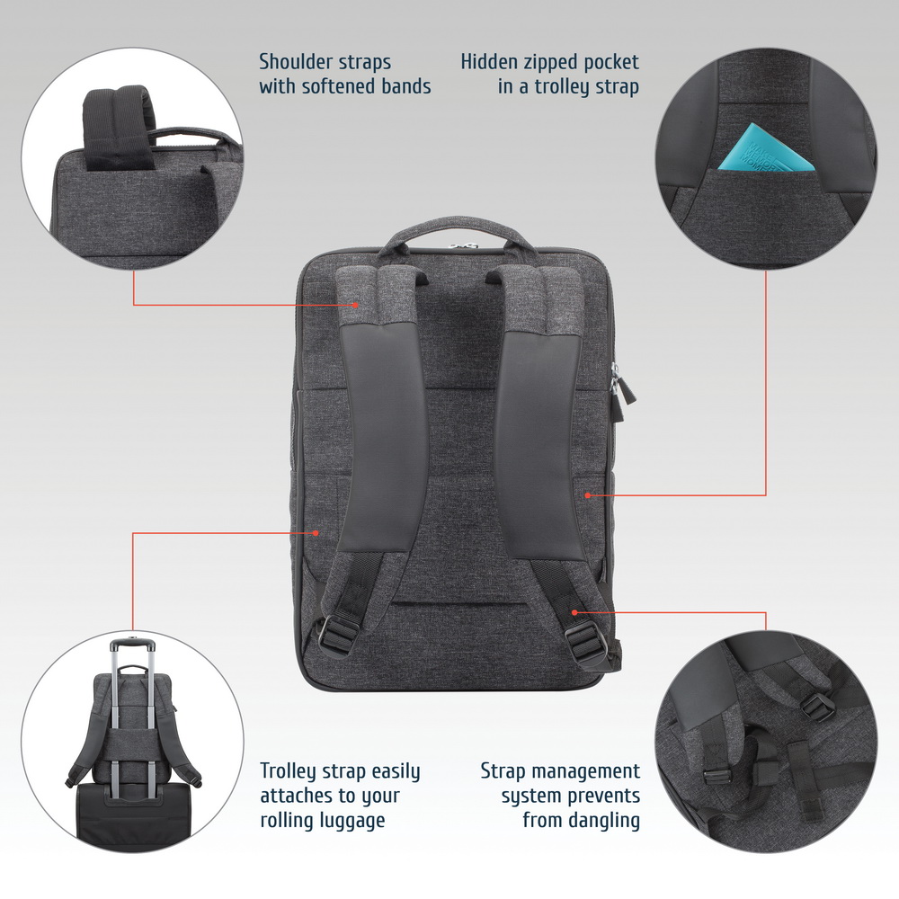 8861 black mélange MacBook Pro and Ultrabook backpack 15.6