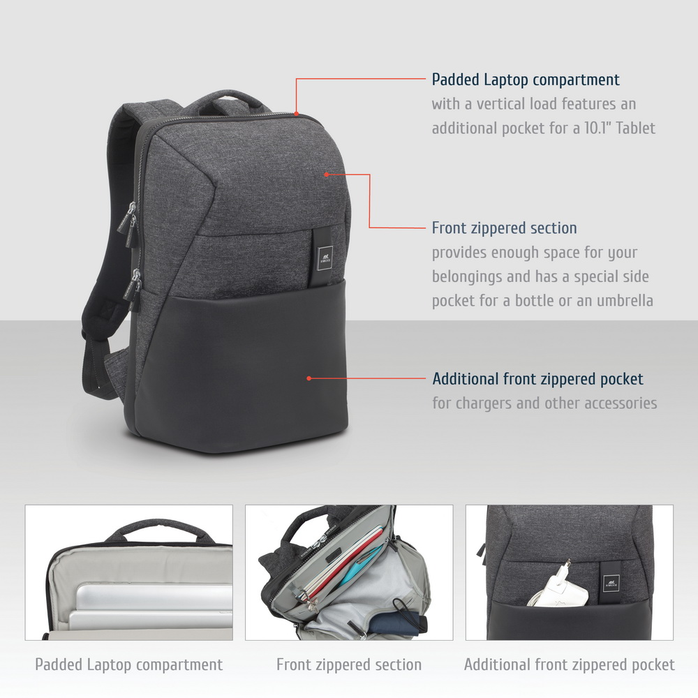 8861 black mélange MacBook Pro and Ultrabook backpack 15.6