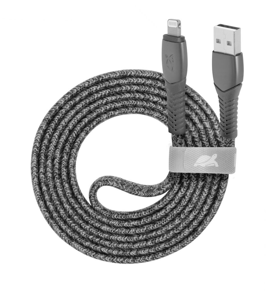 PS6108 GR12 USB-A / Lightning nylon braided cable, 1,2m grey