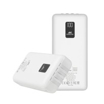 VA2220 20000 mAh White RU portable battery with built-in cables and LCD